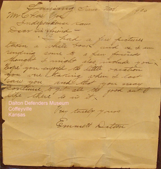 Letter written at Lansing prison